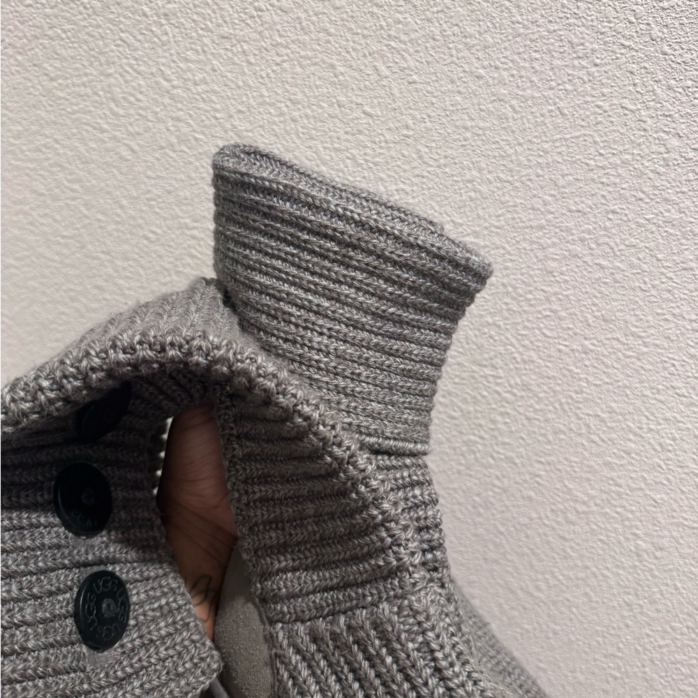 UGG Gray Knit Button-Accent Winter Boots